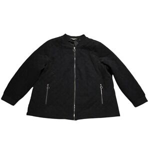 Christopher and Banks Navy Quilted Bomber Jacket with brushed metal‎ zipper 2x